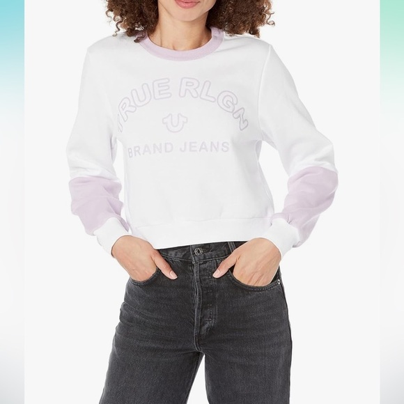 True Religion Woman’s Cropped Pullover Sweatshirt - Picture 1 of 9